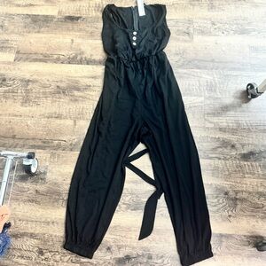 BloomChic Black Buttoned Jumpsuit